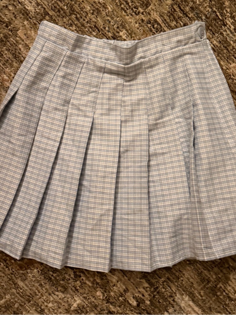 Rewind Light Blue and White Pleated Skirt plaid size xs